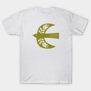 Large Folk Bird olive green T-Shirt